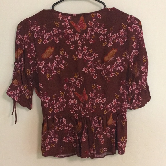 Madewell tie-sleeve wrap top in butterfly - Picture 5 of 5